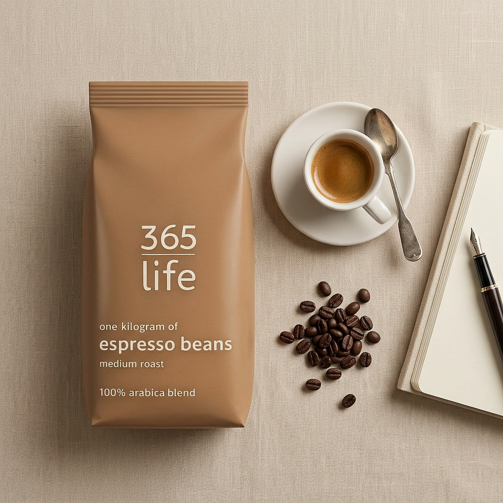 365 Life Espresso Kaffebønner 1kg – Medium Ristning til Espresso og Cappuccino