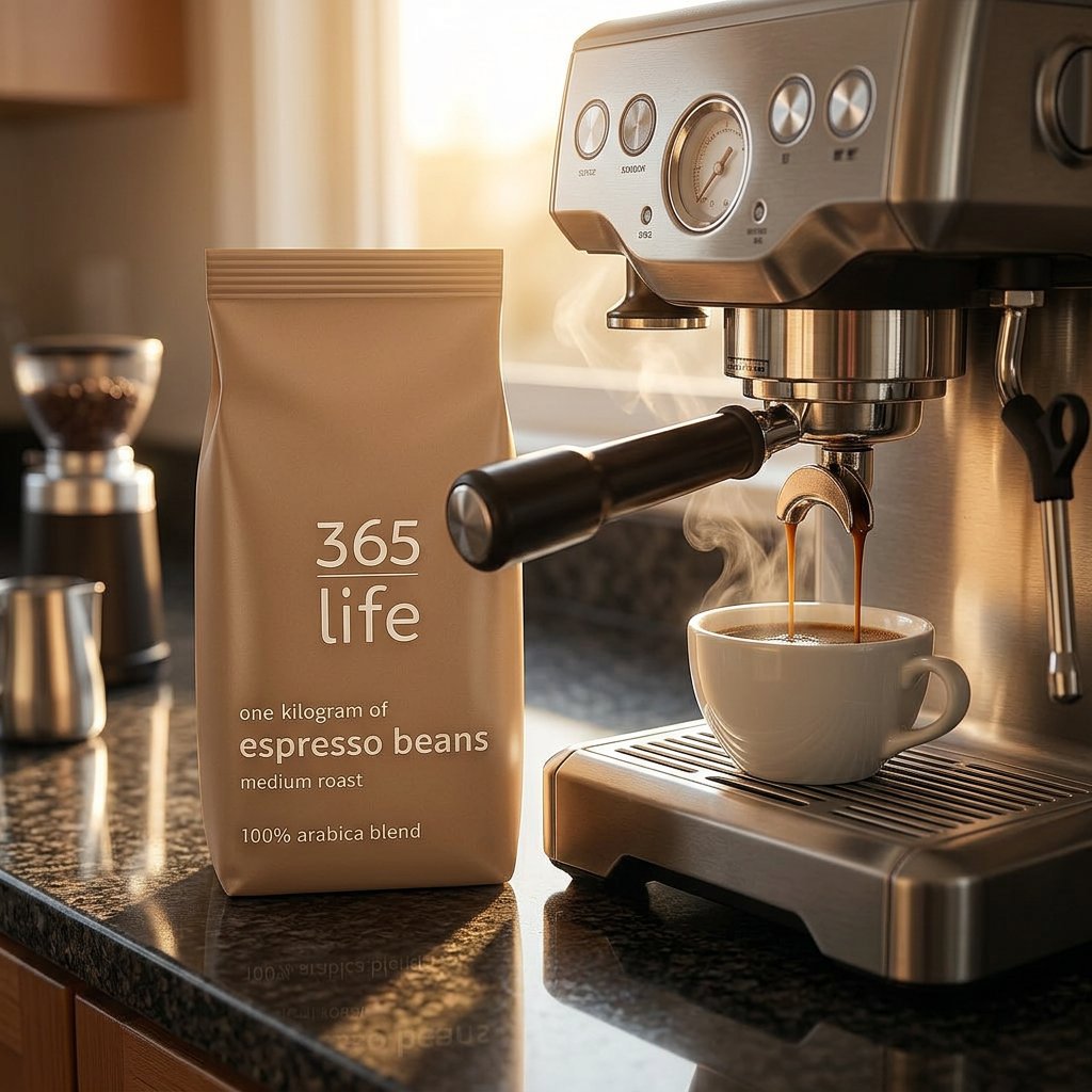 365 Life Espresso Kaffebønner 1kg – Medium Ristning til Espresso og Cappuccino