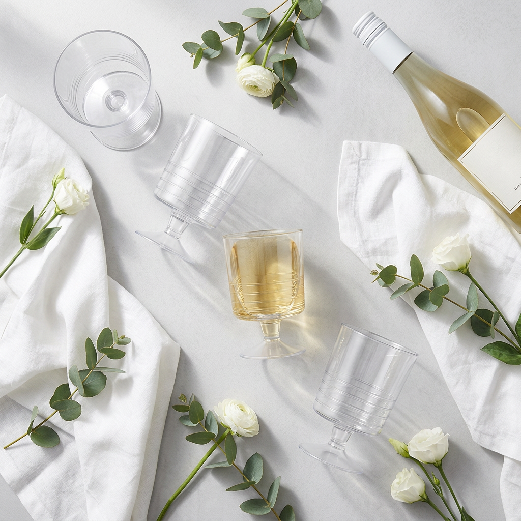 Hvidvinsglas Engangs 15 cl – Klar Plast – 10 stk.