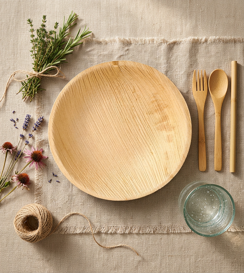 Palmeblads tallerken Ø 23 cm – 100% naturlig, bionedbrydelig (100 stk)