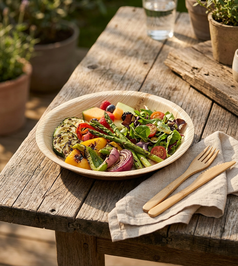 Palmeblads tallerken Ø 23 cm – 100% naturlig, bionedbrydelig (100 stk)